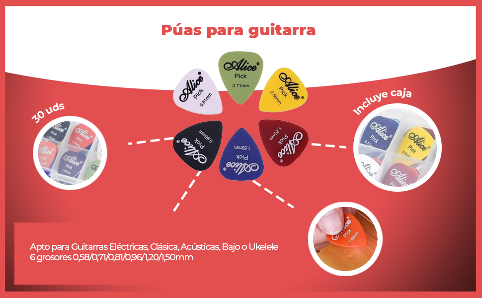 PUAS DE GUITARRA + CONTENEDOR (10 ESPACIOS)
